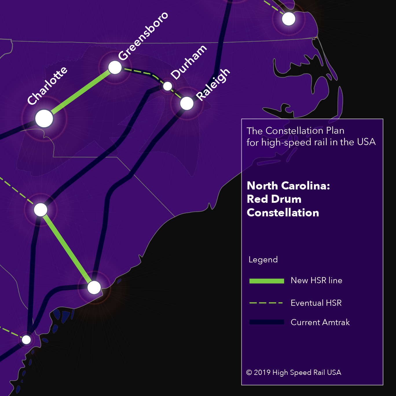 North Carolina - The Red Drum Constellation for high-speed rail